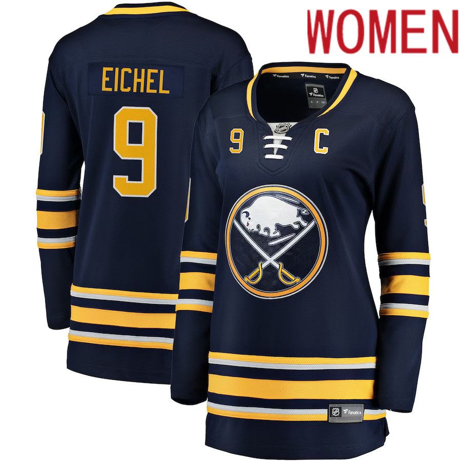 Women Buffalo Sabres #9 Jack Eichel Fanatics Branded Navy Home Premier Breakaway Player NHL Jersey->women nhl jersey->Women Jersey